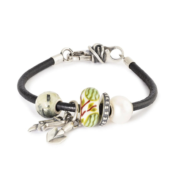 Charm Trollbeads in argento e vetro bianco con anguria verde MISURA UNICA