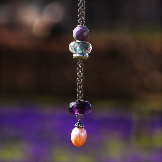 Beads Trollbeads Prato Nebbioso in argento e vetro viola MISURA UNICA
