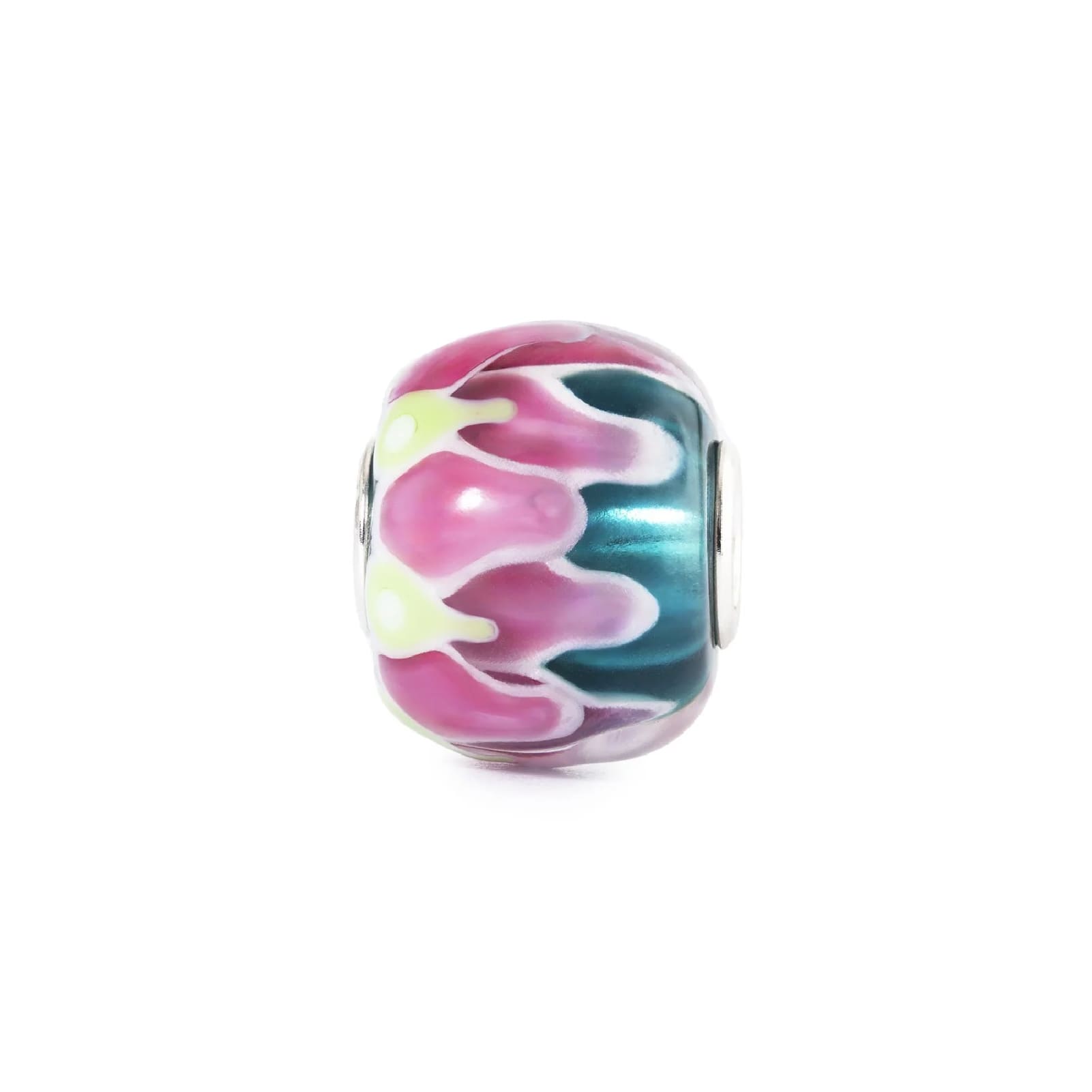 Beads Trollbeads Ninfea d’Amore argento e vetro rosa e verde MISURA UNICA