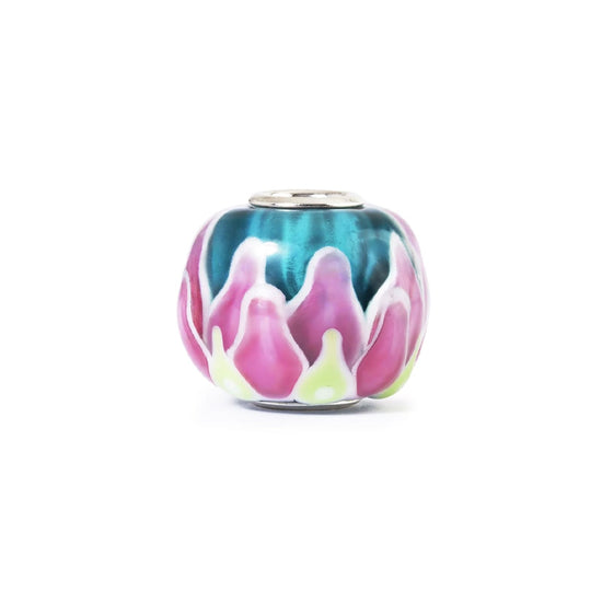 Beads Trollbeads Ninfea d’Amore argento e vetro rosa e verde MISURA UNICA
