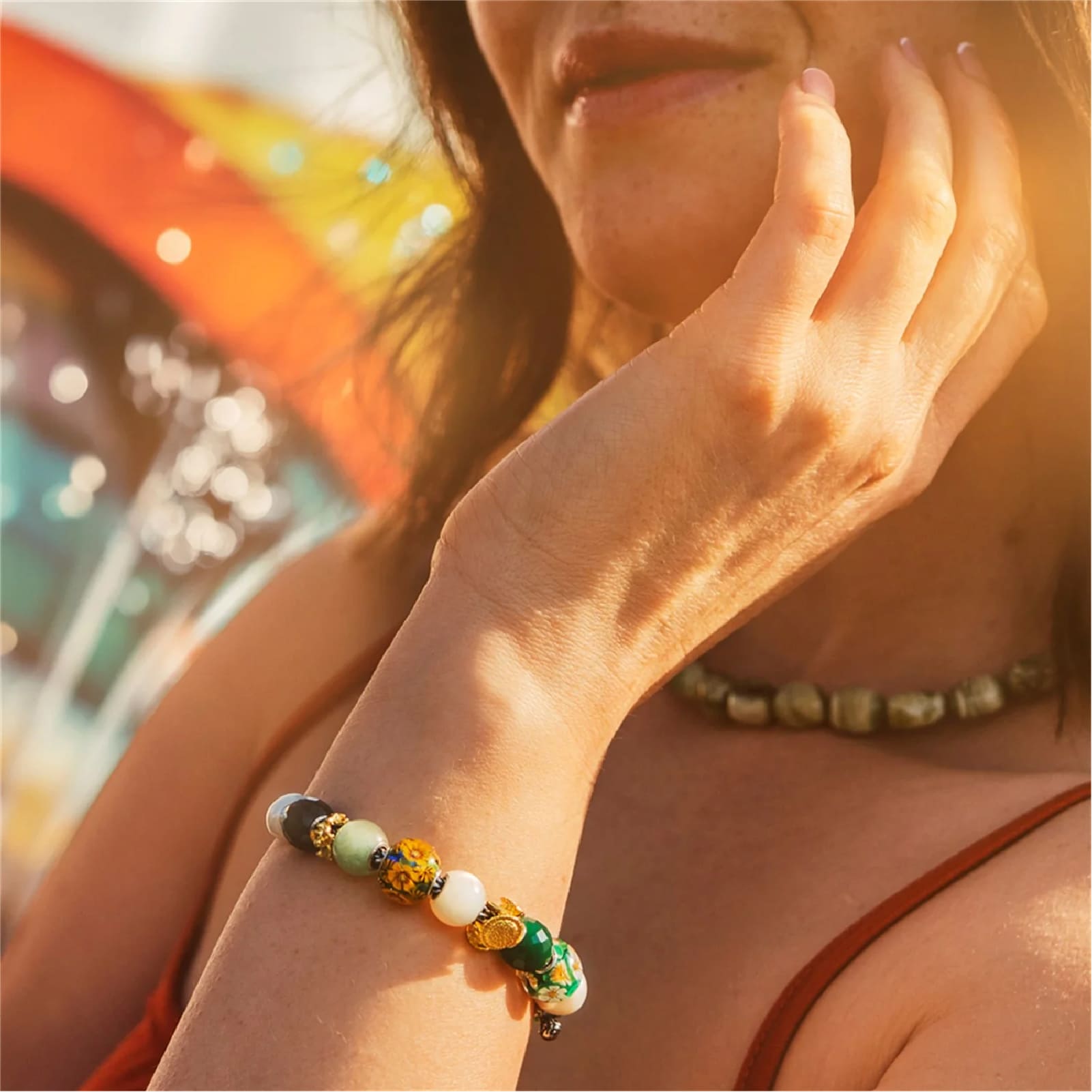 Beads Trollbeads Figli dei Fiori in argento e vetro da donna MISURA UNICA