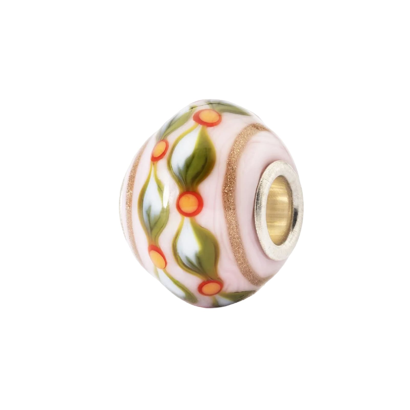 Charm Trollbeads Vacanza in argento e vetro verde e rosa MISURA UNICA