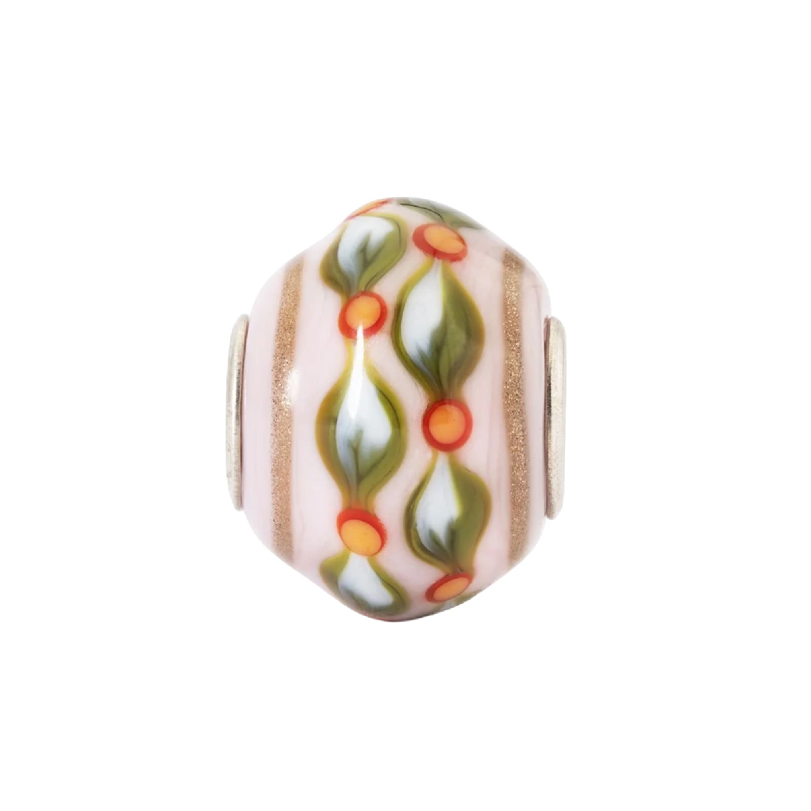 Charm Trollbeads Vacanza in argento e vetro verde e rosa MISURA UNICA
