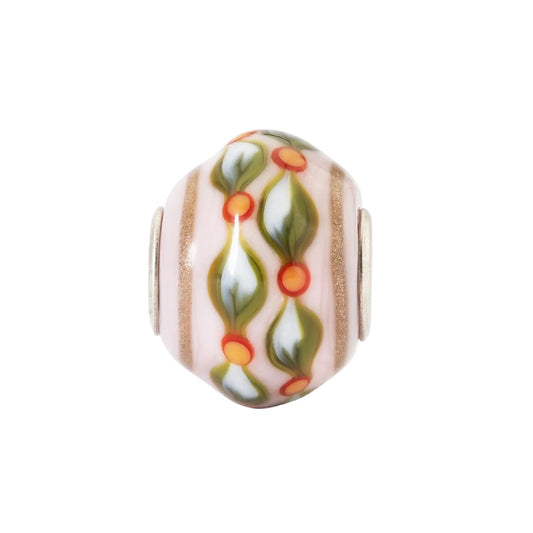Charm Trollbeads Vacanza in argento e vetro verde e rosa MISURA UNICA