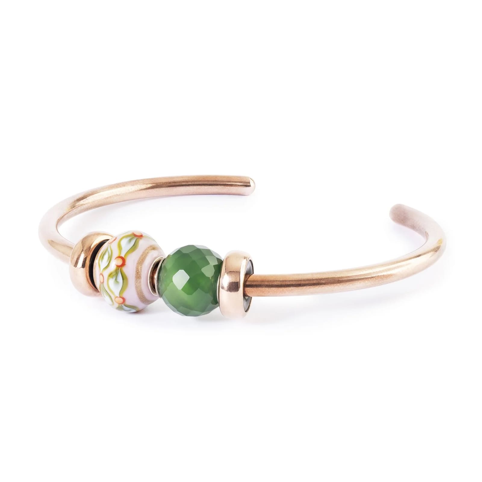 Charm Trollbeads Vacanza in argento e vetro verde e rosa MISURA UNICA