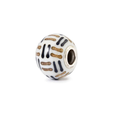Charm Trollbeads Ritmo in vetro bianco con linee oro e nero MISURA UNICA
