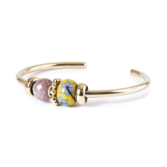 Charm Trollbeads Cambiamento in vetro giallo e fiori azzurri MISURA UNICA