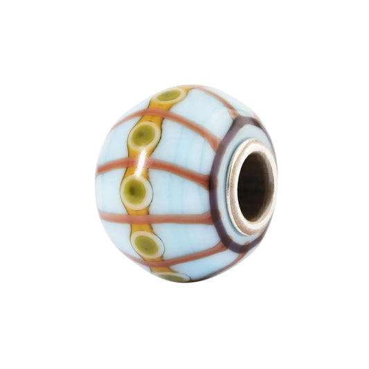 Charm Trollbeads Tempo in vetro azzurro e disegno multicolor MISURA UNICA