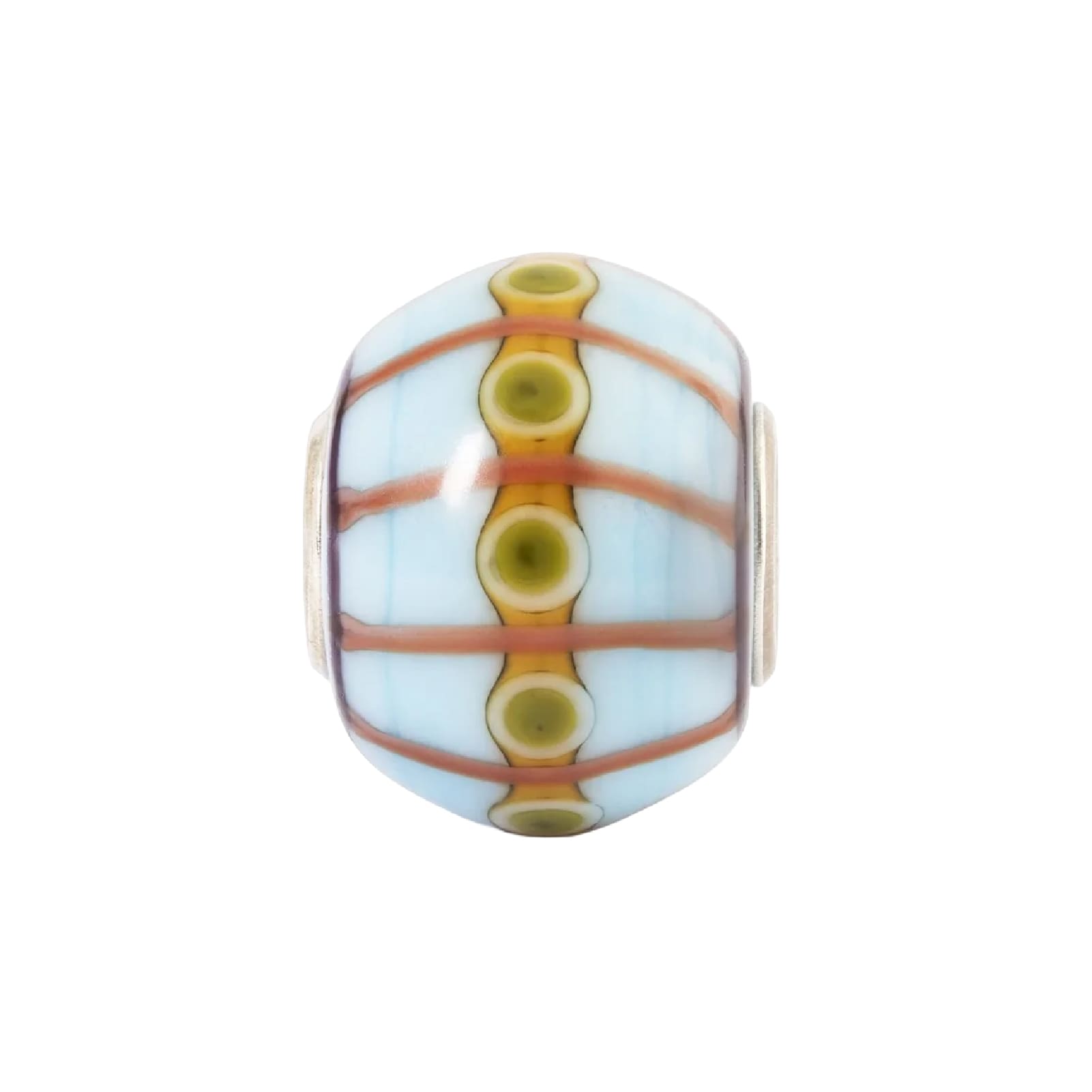 Charm Trollbeads Tempo in vetro azzurro e disegno multicolor MISURA UNICA
