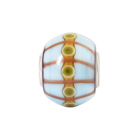 Charm Trollbeads Tempo in vetro azzurro e disegno multicolor MISURA UNICA