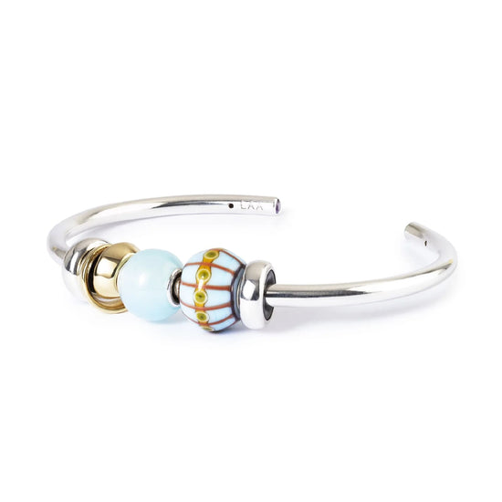 Charm Trollbeads Tempo in vetro azzurro e disegno multicolor MISURA UNICA