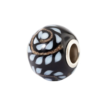 Charm Trollbeads Intuizione in vetro nero e disegno bianco MISURA UNICA