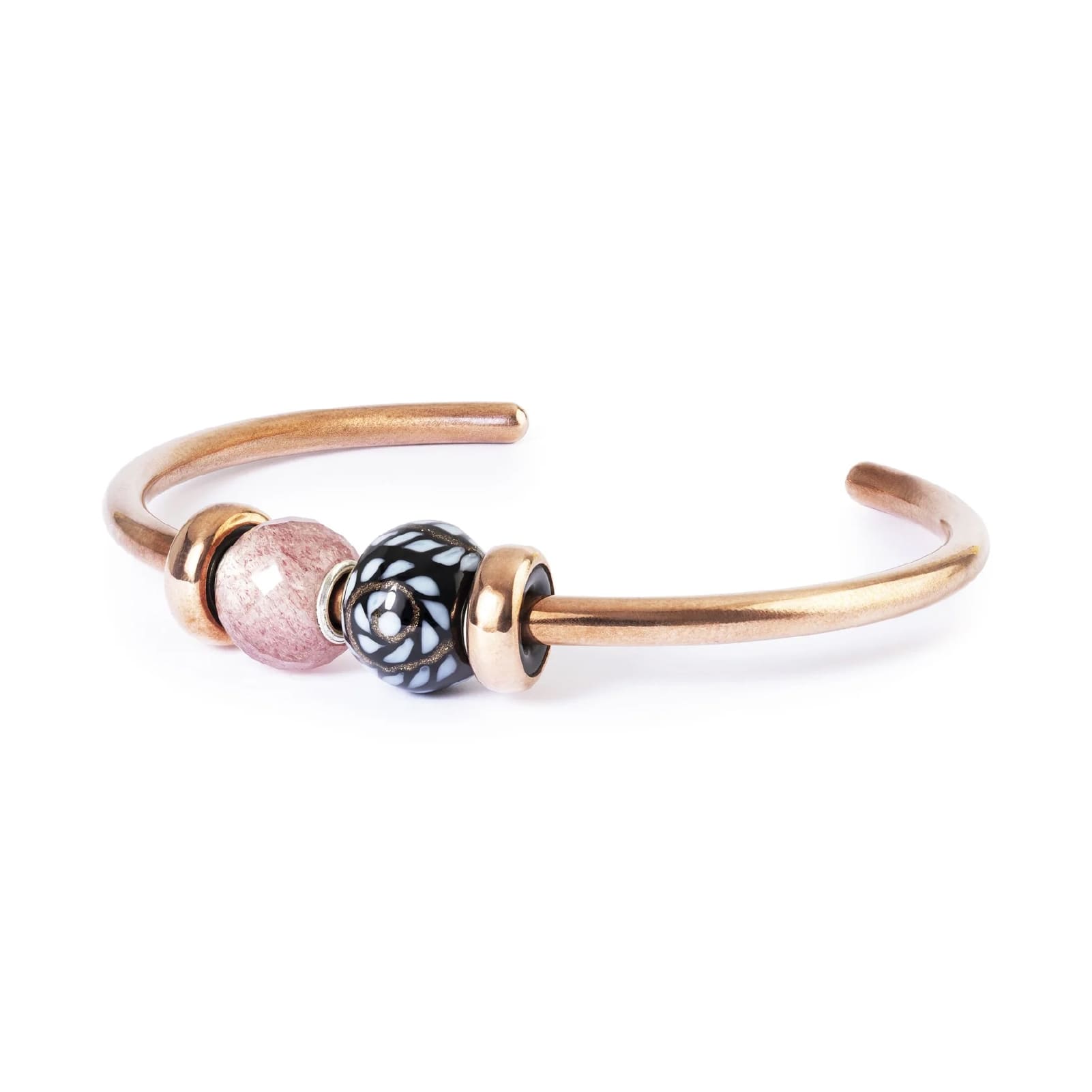 Charm Trollbeads Intuizione in vetro nero e disegno bianco MISURA UNICA
