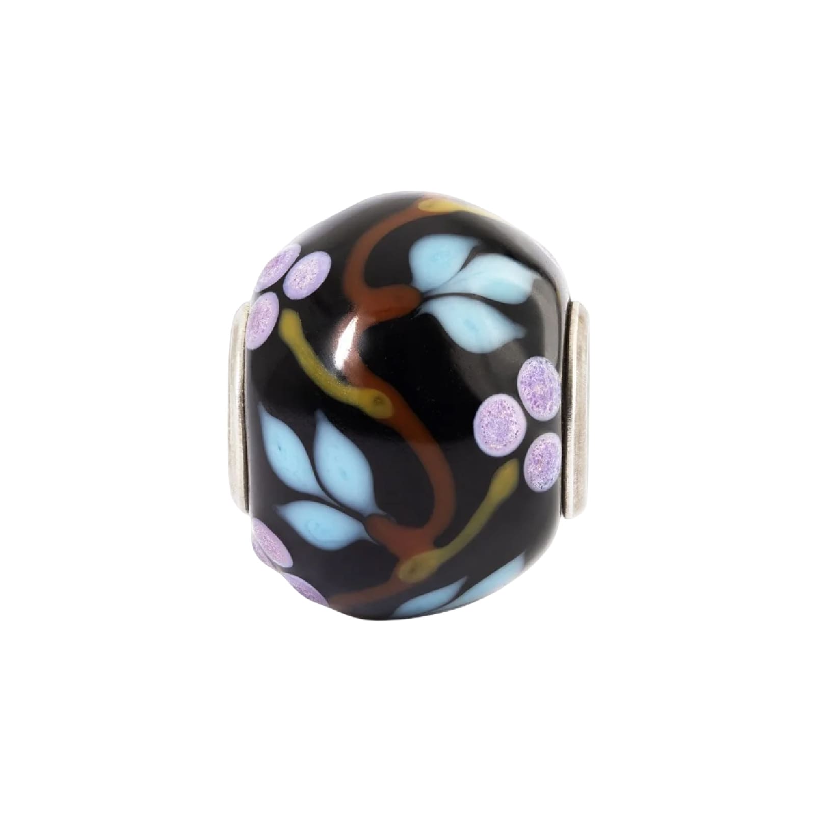 Charm Trollbeads futuro in vetro nero e disegno multicolor MISURA UNICA