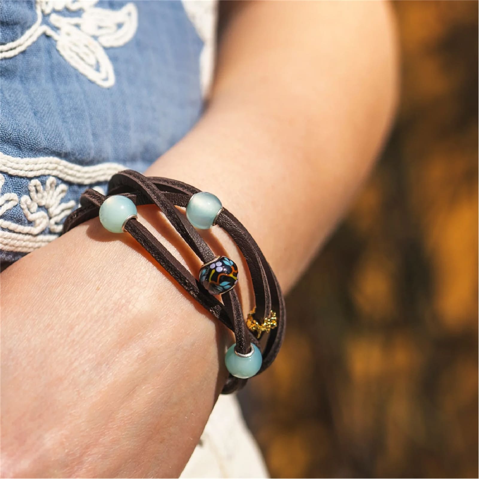 Charm Trollbeads futuro in vetro nero e disegno multicolor MISURA UNICA