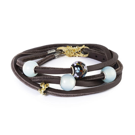 Charm Trollbeads futuro in vetro nero e disegno multicolor MISURA UNICA