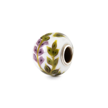 Charm Trollbeads Lavanda Viola in argento e vetro bianco MISURA UNICA