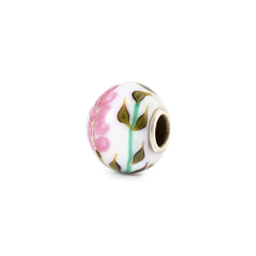 Charm Trollbeads Lavanda Rosa in argento e vetro bianco MISURA UNICA