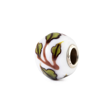 Charm Trollbeads Salvia Verde in argento e vetro bianco MISURA UNICA