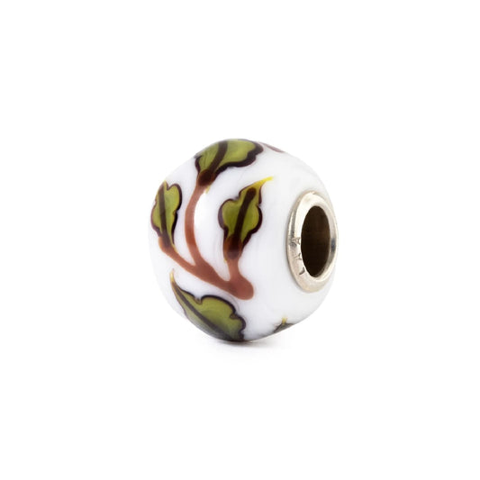 Charm Trollbeads Salvia Verde in argento e vetro bianco MISURA UNICA