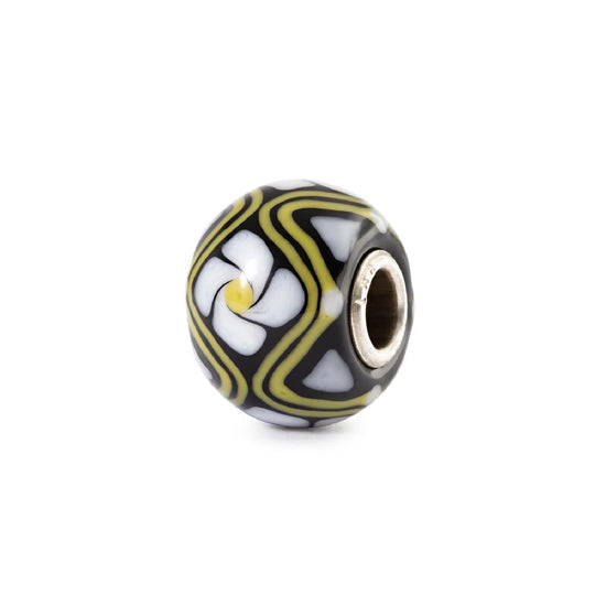 Charm Trollbeads Erbe Officinali in argento e vetro nero MISURA UNICA