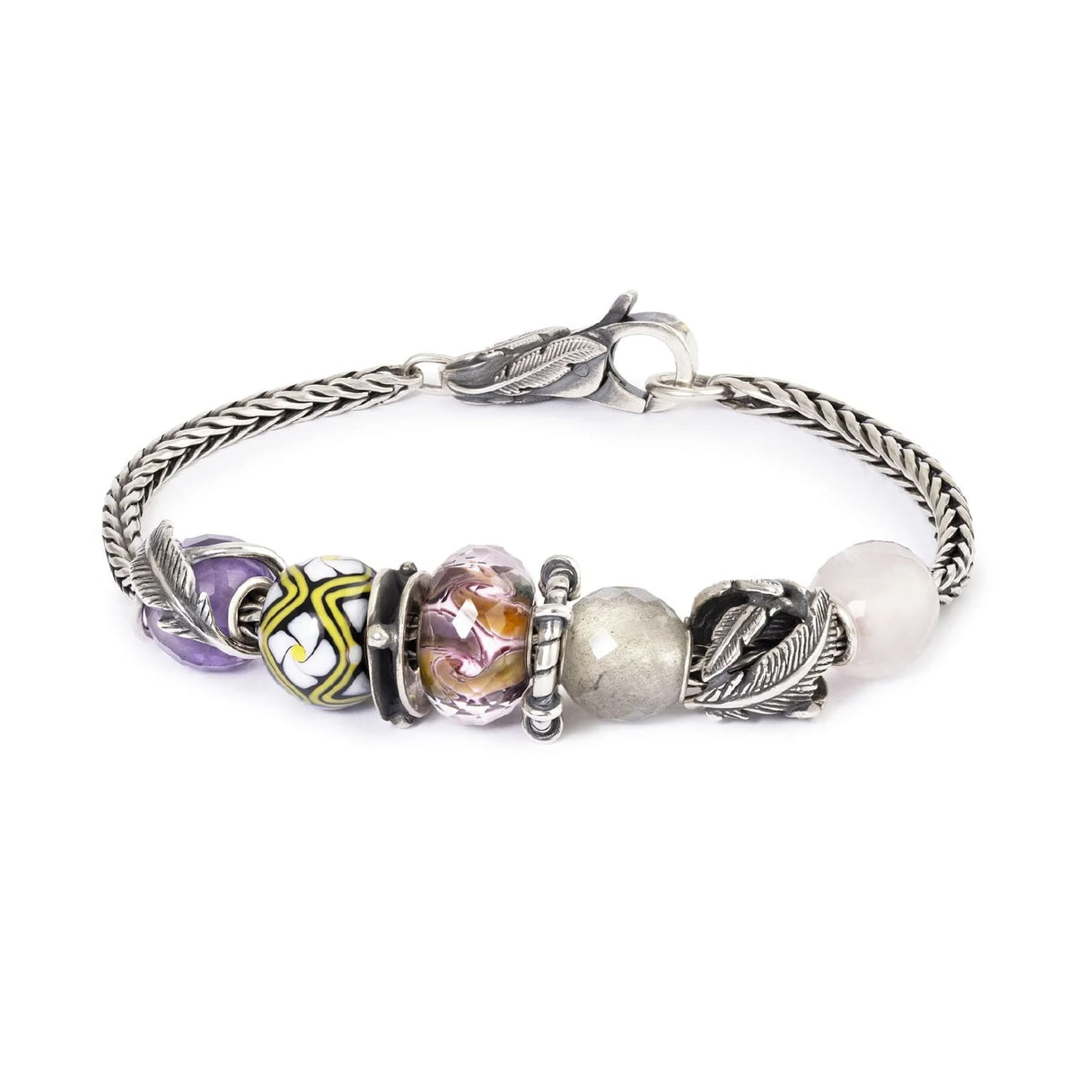 Charm Trollbeads Erbe Officinali in argento e vetro nero MISURA UNICA