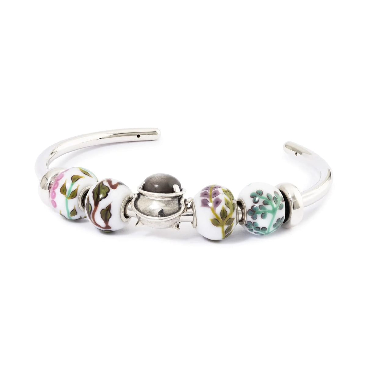 Charm Trollbeads Origano Selvatico in argento e vetro MISURA UNICA