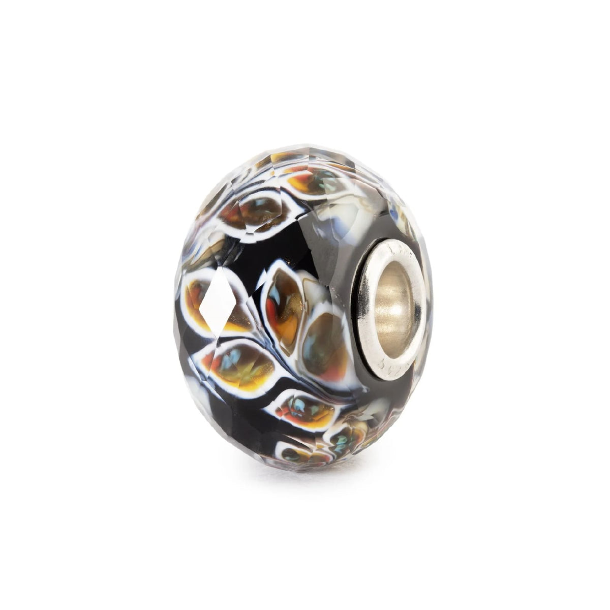 Charm Trollbeads Luce Nascosta in argento e vetro nero MISURA UNICA