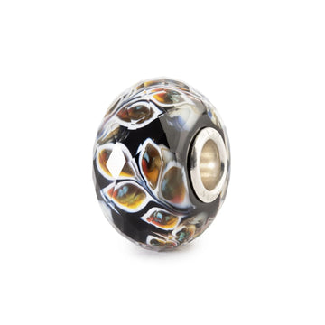 Charm Trollbeads Luce Nascosta in argento e vetro nero MISURA UNICA