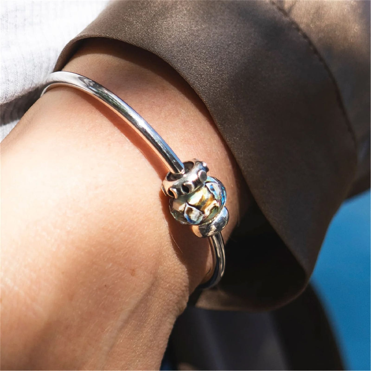 Charm Trollbeads Chiarezza Interiore in argento e vetro MISURA UNICA