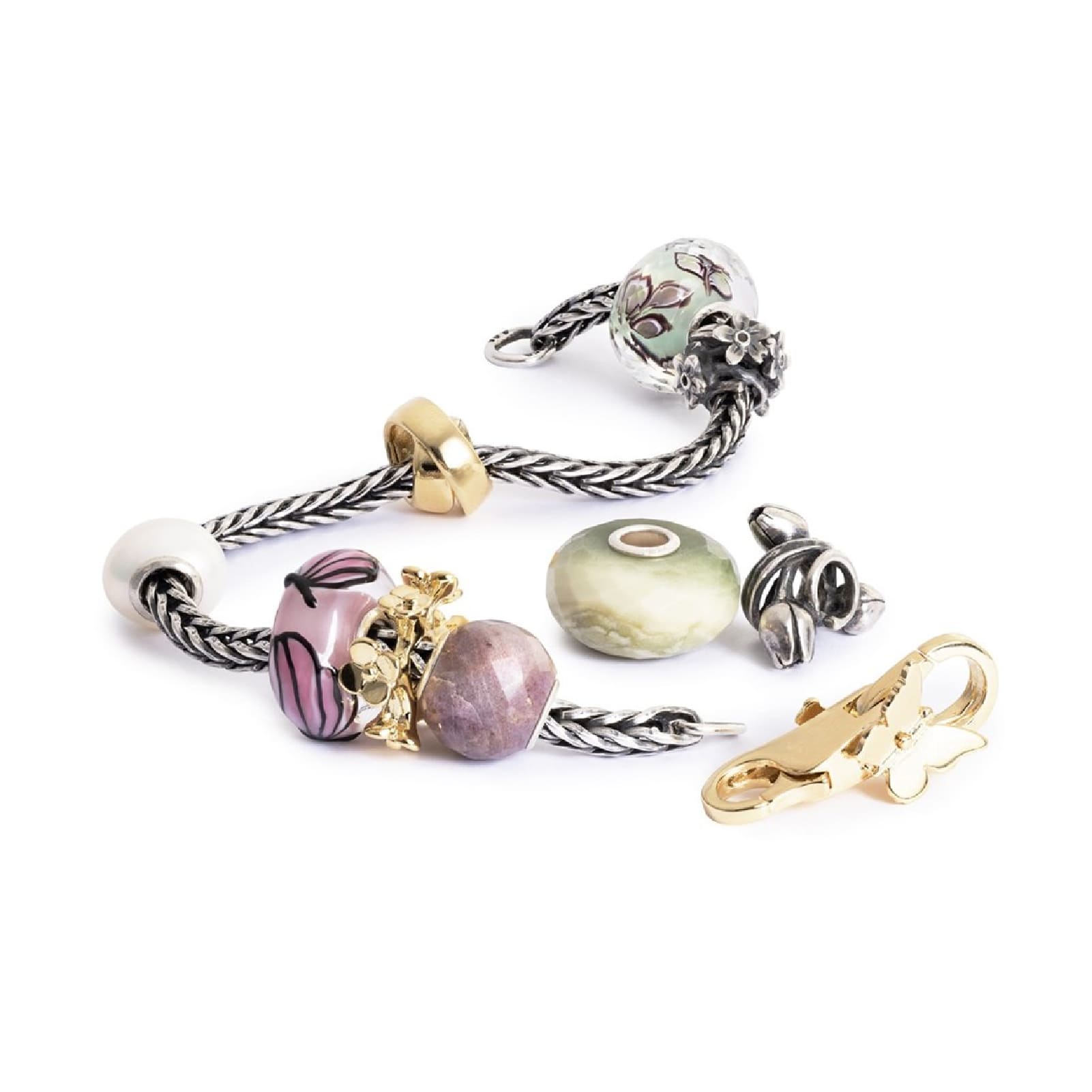 Chiusura moschettone Trollbeads placcati oro 18kt con farfalla MISURA UNICA