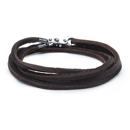 Bracciale multifilo Trollbeads realizzato in cuoio marrone 36 cm