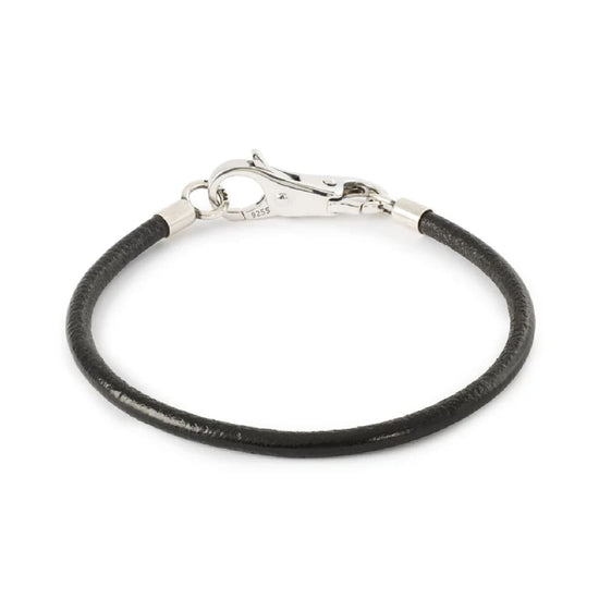 Bracciale Trollbeads realizzato in pelle nera e argento 925 18 cm