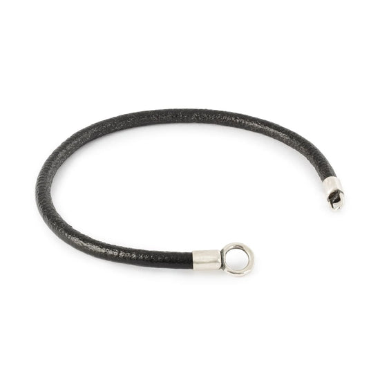 Bracciale Trollbeads realizzato in pelle nera e argento 925 18 cm
