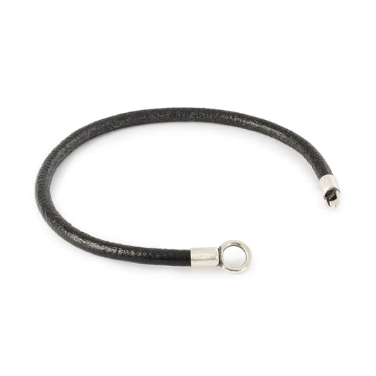 Bracciale Trollbeads realizzato in pelle nera e argento 925 18 cm