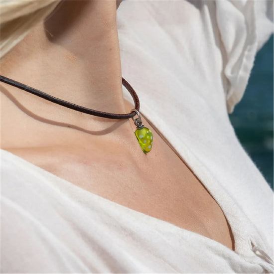 Collana girocollo Trollbeads realizzato in cuoio marrone MISURA UNICA
