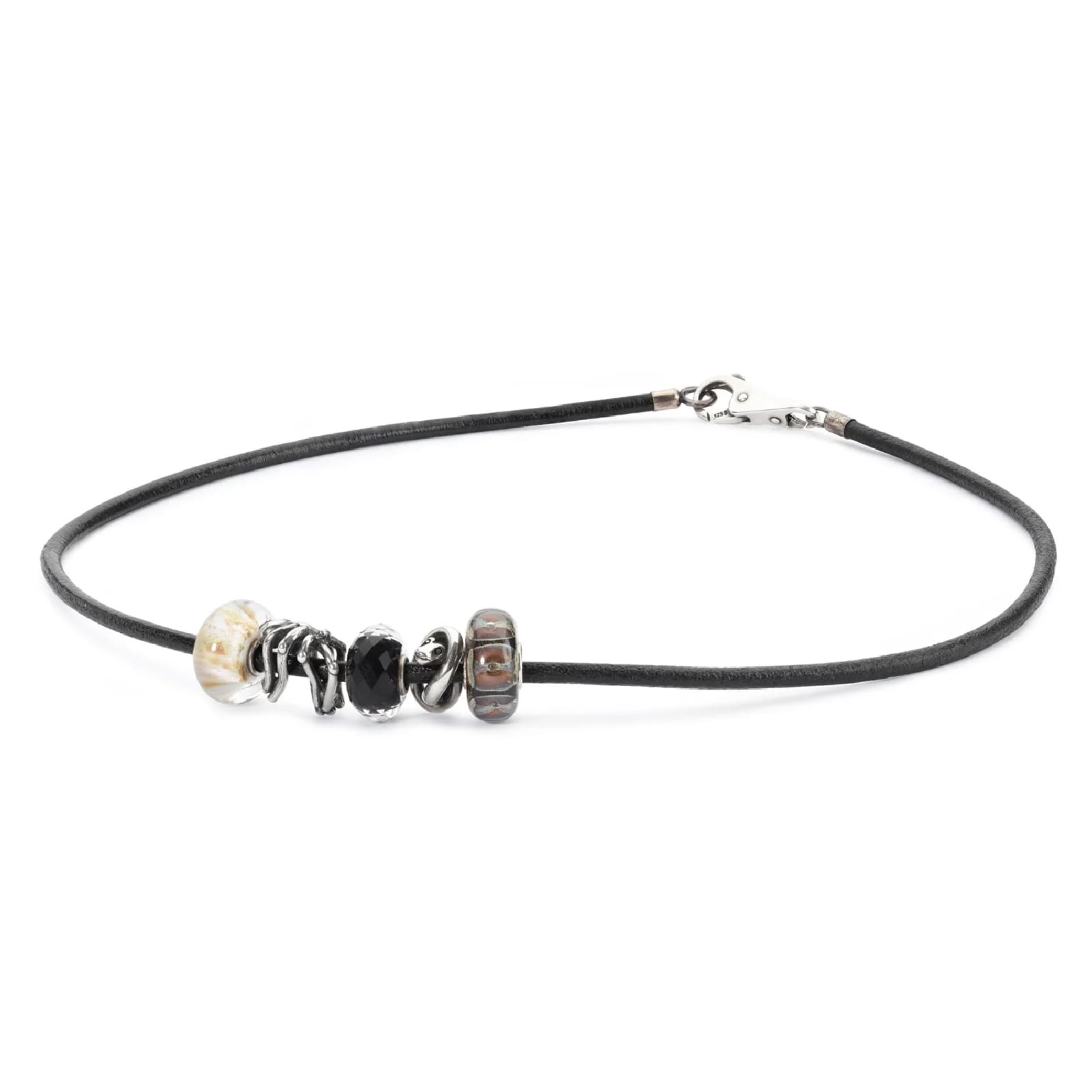 Collana girocollo 42 cm Trollbeads realizzato in cuoio nero MISURA UNICA