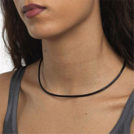 Collana girocollo 45 cm Trollbeads realizzato in cuoio nero MISURA UNICA