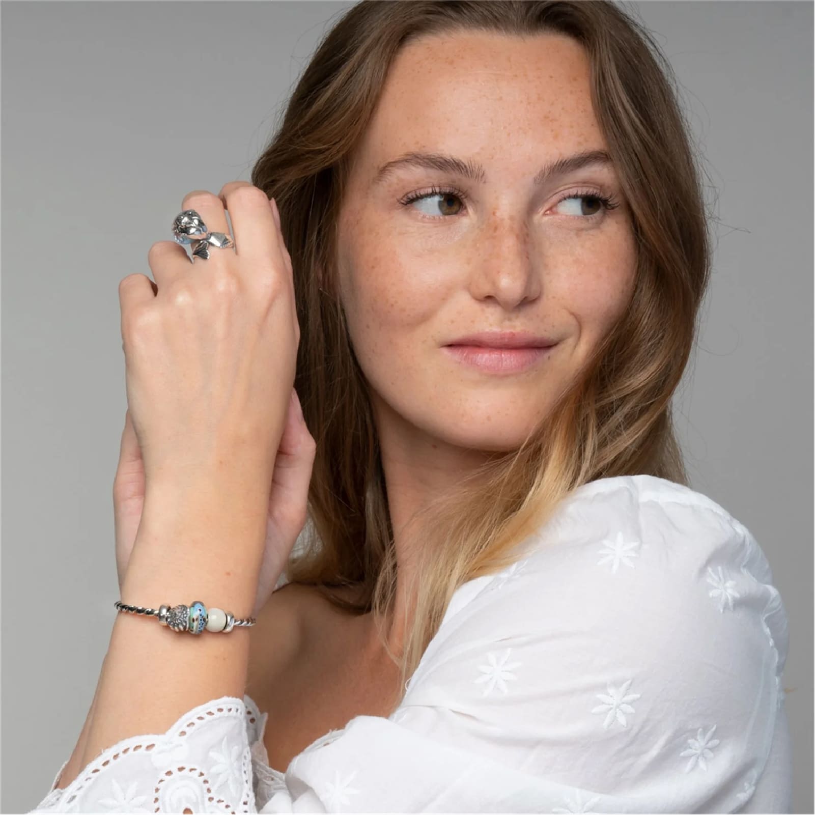 Beads da donna Trollbeads con pietra di luna rotonda MISURA UNICA