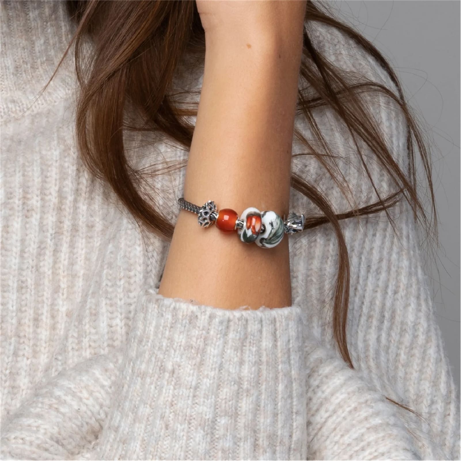 Beads da donna Trollbeads con onice rosso rotondo MISURA UNICA