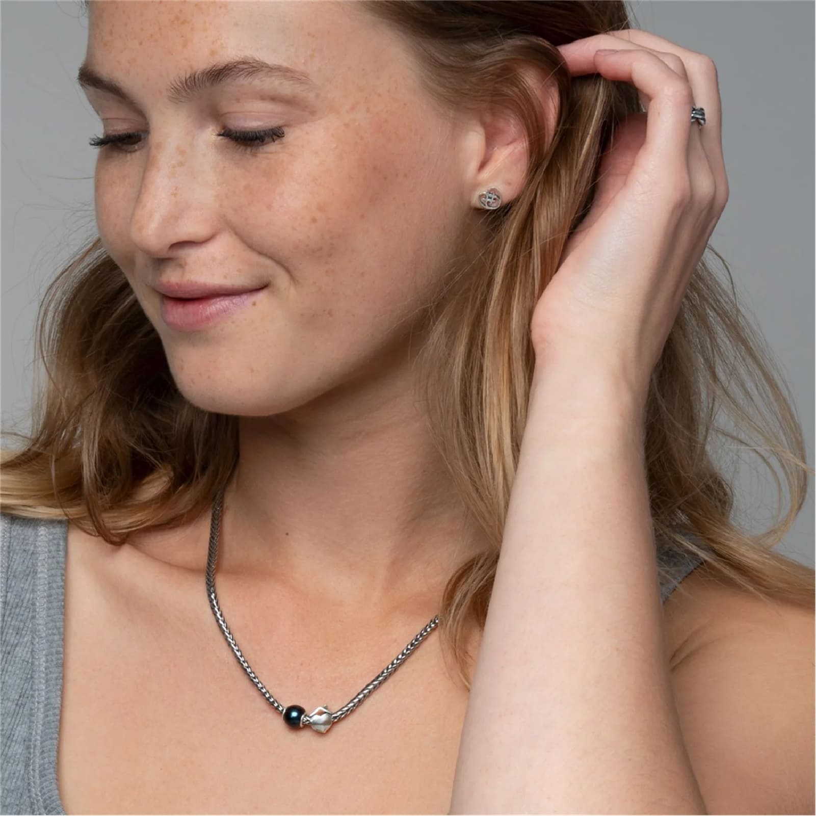 Beads da donna Trollbeads con pietra onice nero rotondo MISURA UNICA