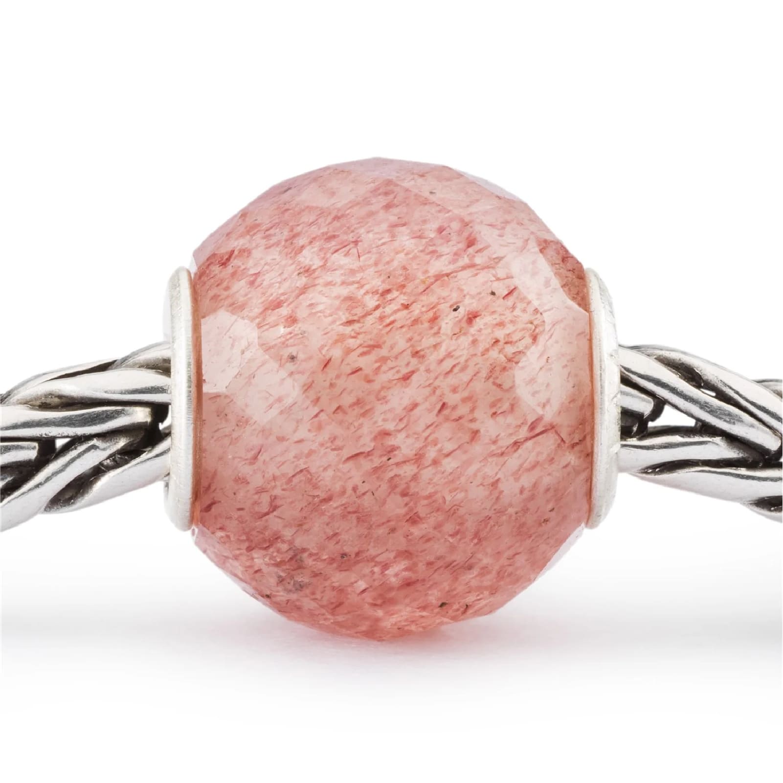 Beads Trollbeads con quarzo fragola rotondo sfaccettato MISURA UNICA