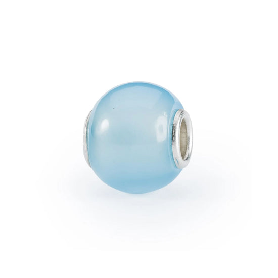 Beads Trollbeads con pietra di agata azzurra rotonda MISURA UNICA