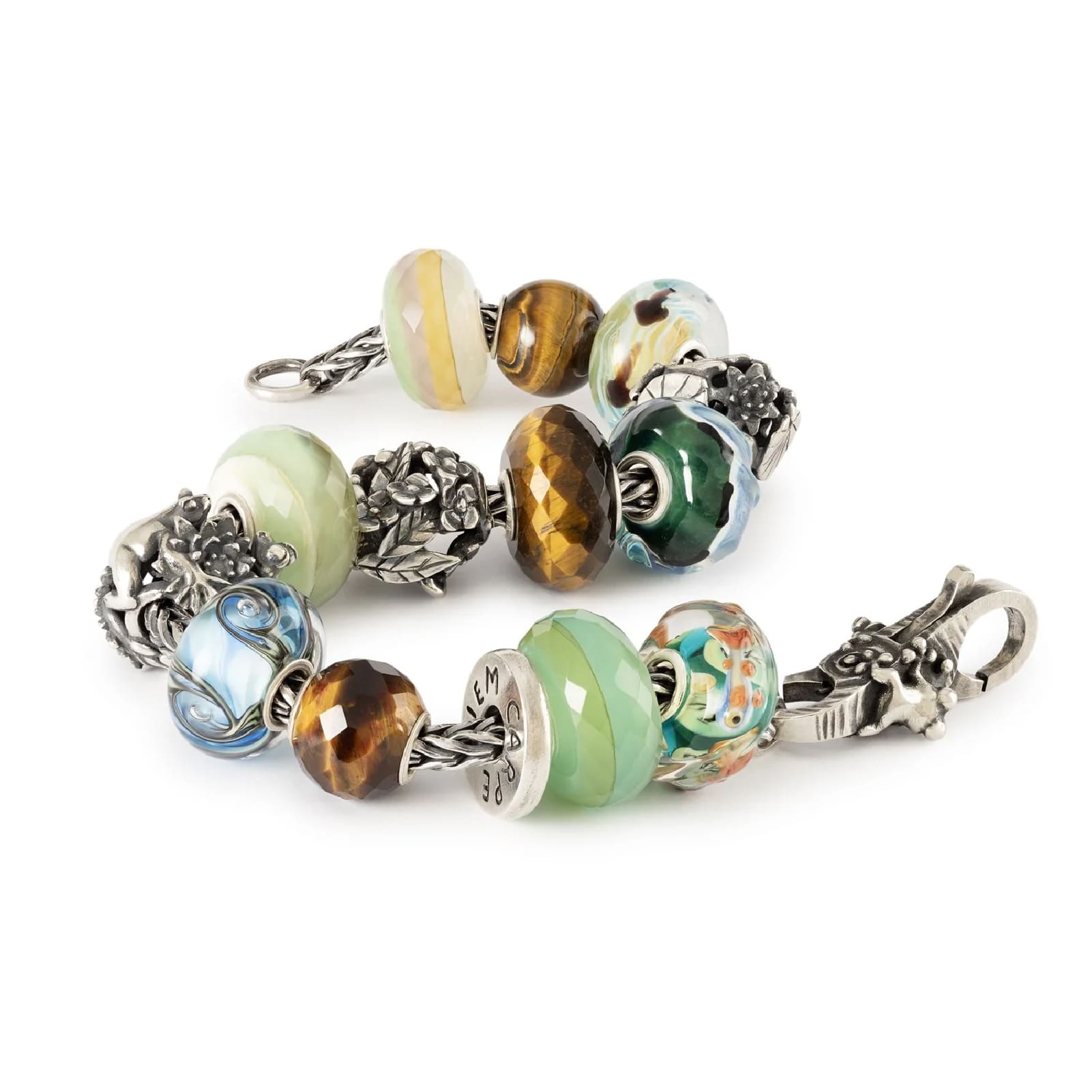 Beads Trollbeads con pietra occhio di tigre rotondo liscia MISURA UNICA