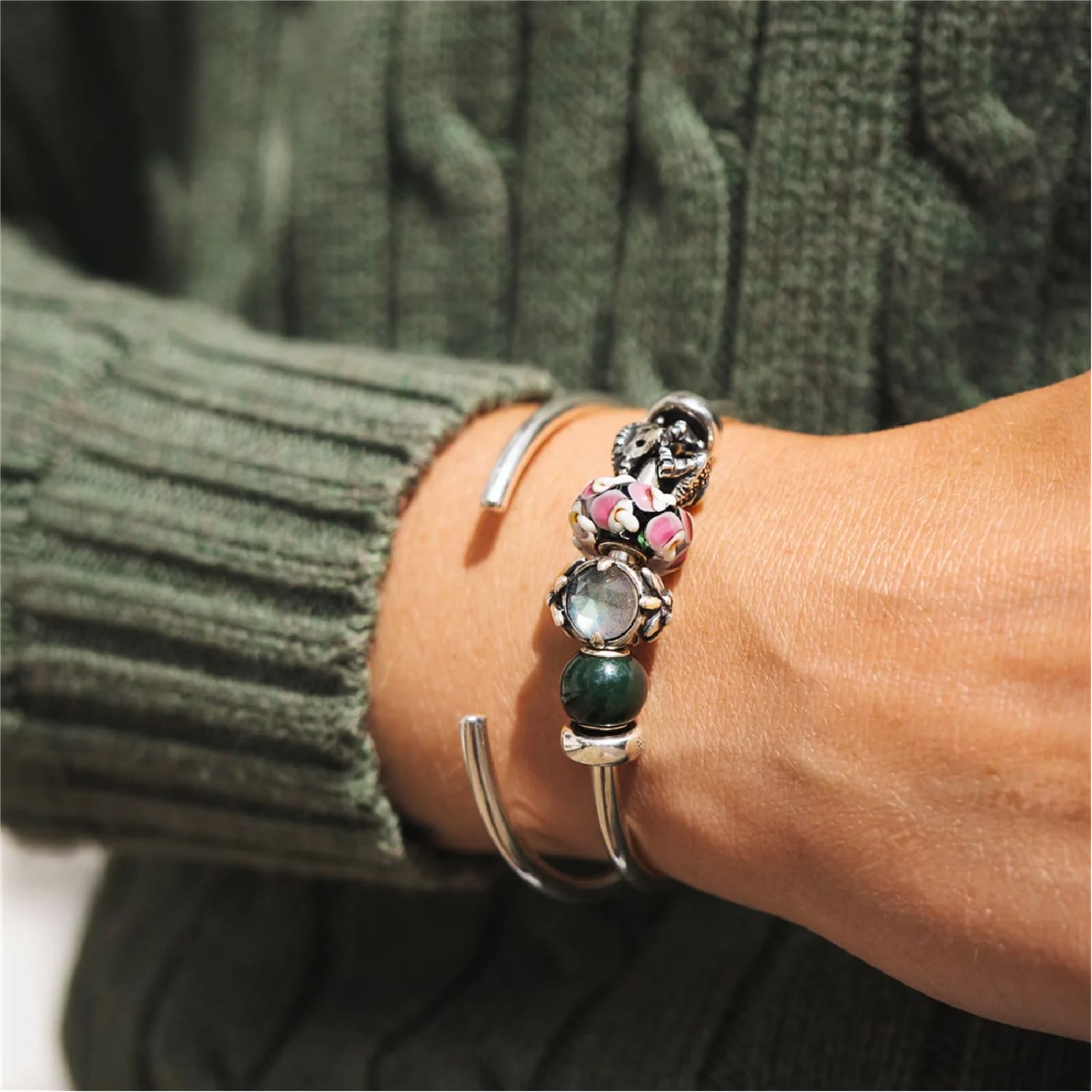 Beads Trollbeads Calcedonio Verde Rotondo da donna MISURA UNICA