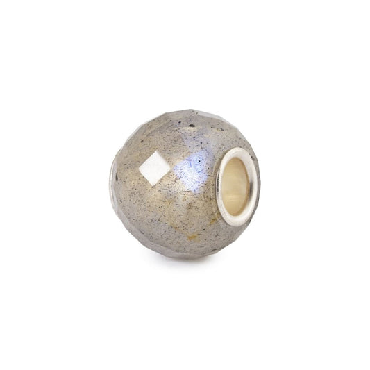 Charm Trollbeads argento e labradorite rotonda sfaccettata MISURA UNICA