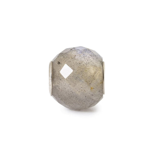 Charm Trollbeads argento e labradorite rotonda sfaccettata MISURA UNICA