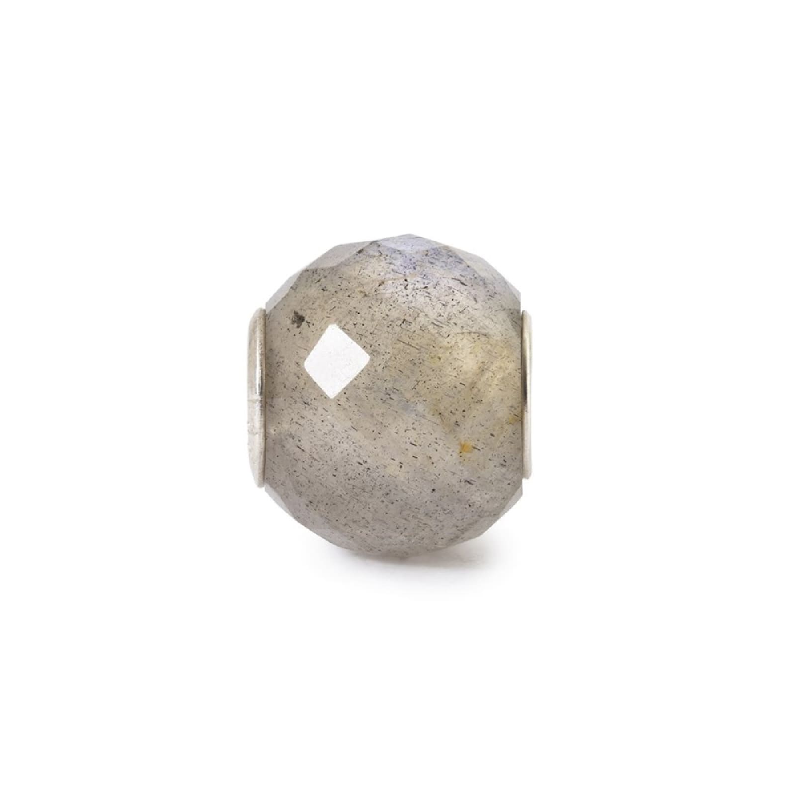 Charm Trollbeads argento e labradorite rotonda sfaccettata MISURA UNICA