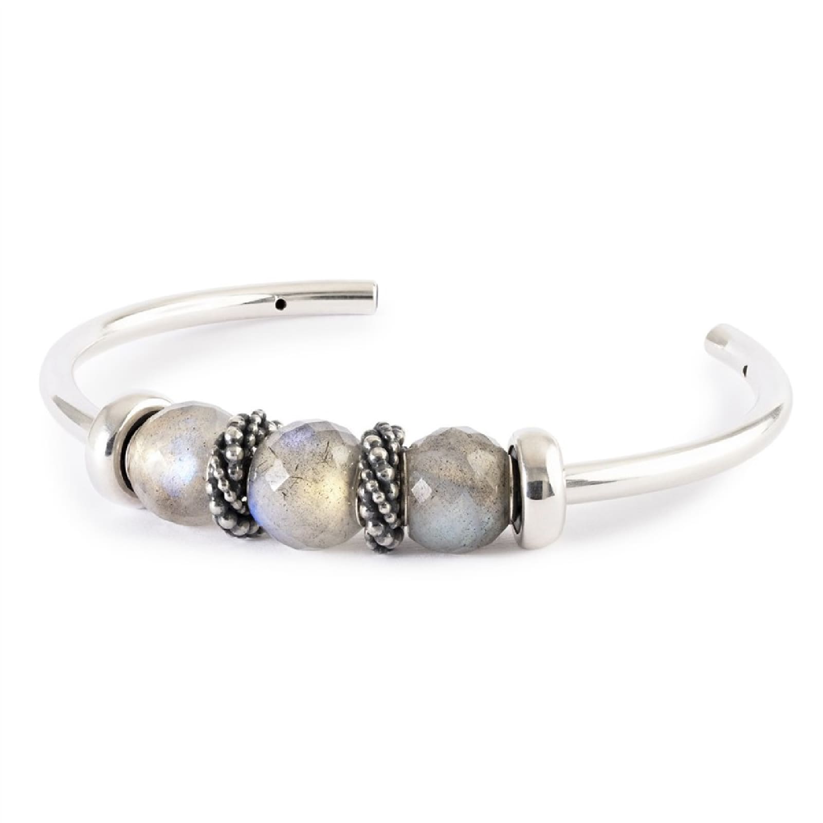 Charm Trollbeads argento e labradorite rotonda sfaccettata MISURA UNICA