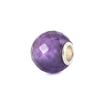 Charm Trollbeads in argento e ametista rotonda sfaccettata MISURA UNICA